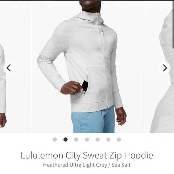 Lululemon City Sweat Zip HoodieHeathered Ultra Light Grey / Sea Salt